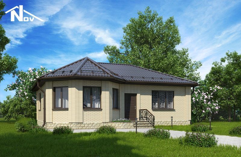 проект одноэтажного дома с эркером для строительства в коттеджном поселке Янтарный